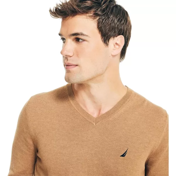 Nautica Mens Classic Fit Navtech Soft VNeck SweaterCamel Heather