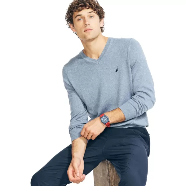 Nautica Mens Classic Fit Navtech Soft VNeck SweaterFallWinter 2024 Blue Heather