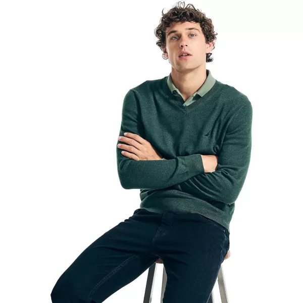 Nautica Mens Classic Fit Navtech Soft VNeck SweaterFallWinter 2024 Hunter Green Heather