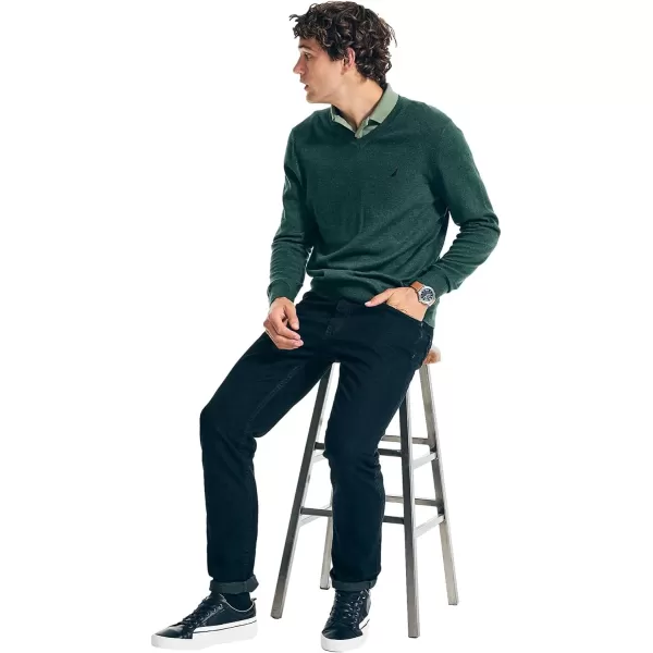 Nautica Mens Classic Fit Navtech Soft VNeck SweaterFallWinter 2024 Hunter Green Heather