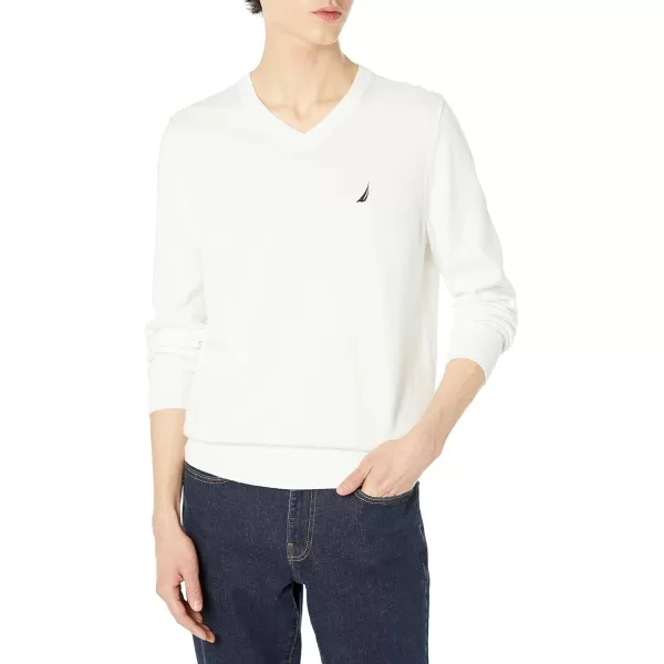 Nautica Mens Classic Fit Navtech Soft VNeck SweaterMarshmallow