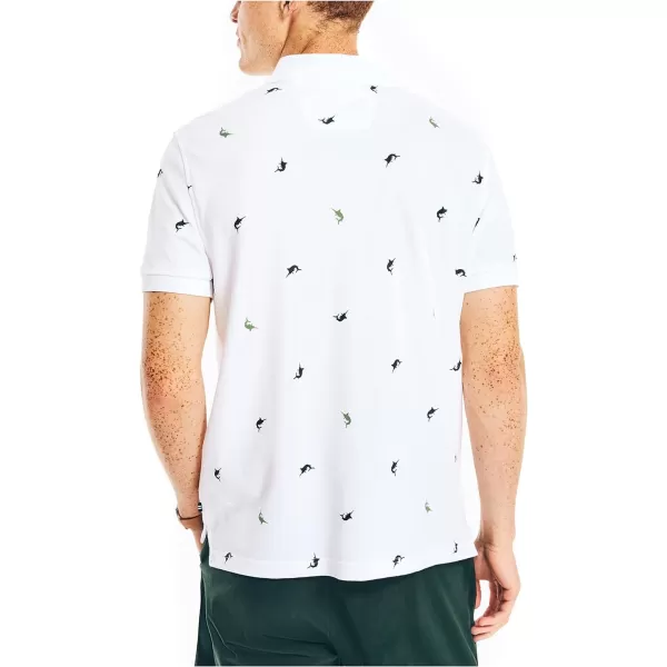 Nautica Mens Classic Fit Printed Deck PoloBright White