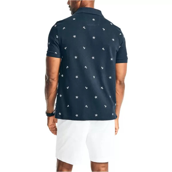 Nautica Mens Classic Fit Printed Performance Deck PoloNavy