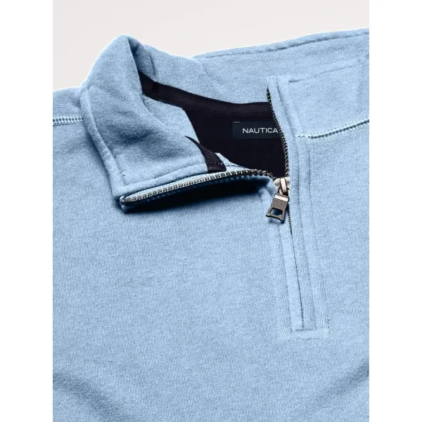 Nautica Mens Classic Fit QuarterZip Fleece PulloverCharter Blue Heather