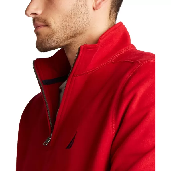 Nautica Mens Classic Fit QuarterZip Fleece PulloverNautica Red