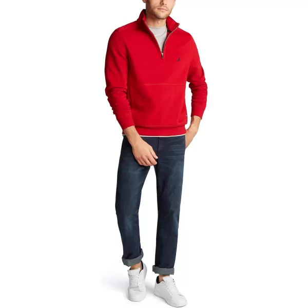 Nautica Mens Classic Fit QuarterZip Fleece PulloverNautica Red