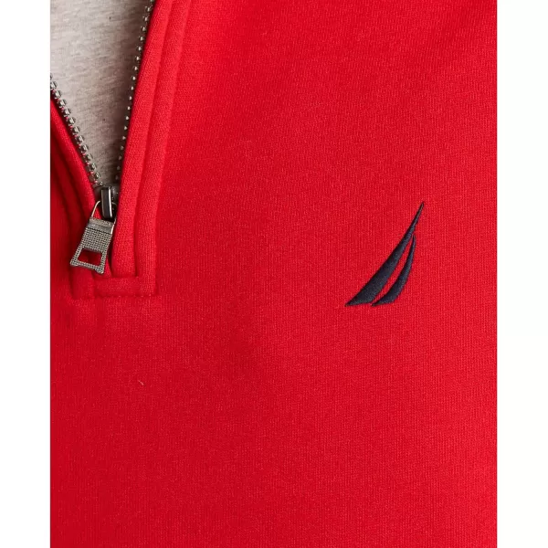 Nautica Mens Classic Fit QuarterZip Fleece PulloverNautica Red