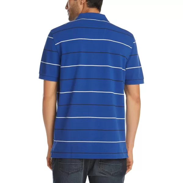 Nautica Mens Classic Fit Short Sleeve 100 Cotton Pique Stripe Polo ShirtBright Cobalt