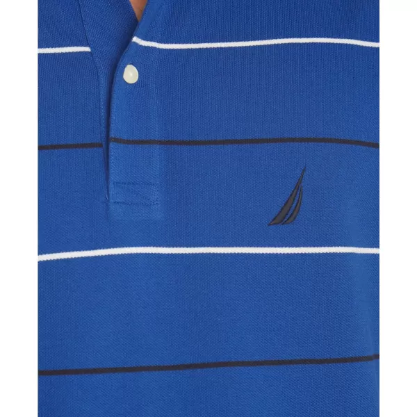 Nautica Mens Classic Fit Short Sleeve 100 Cotton Pique Stripe Polo ShirtBright Cobalt