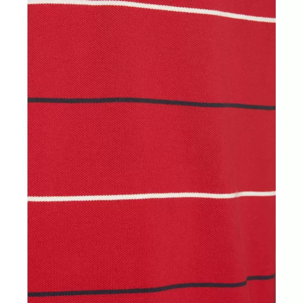 Nautica Mens Classic Fit Short Sleeve 100 Cotton Pique Stripe Polo ShirtNautica Red