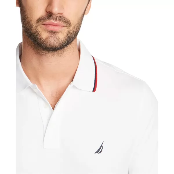 Nautica Mens Classic Fit Short Sleeve Dual Tipped Collar Polo ShirtBright White