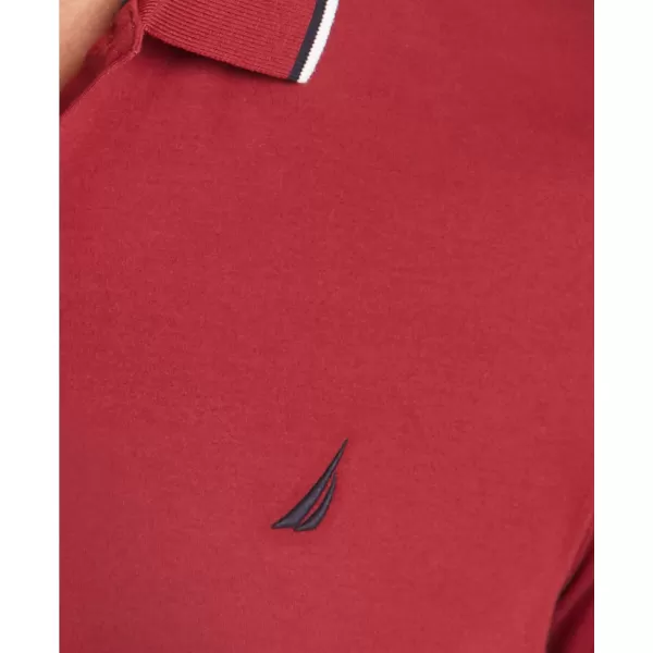 Nautica Mens Classic Fit Short Sleeve Dual Tipped Collar Polo ShirtBurgundy