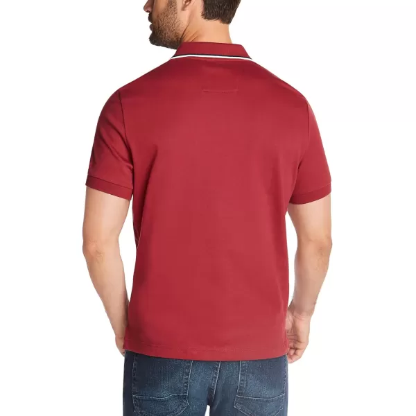 Nautica Mens Classic Fit Short Sleeve Dual Tipped Collar Polo ShirtBurgundy