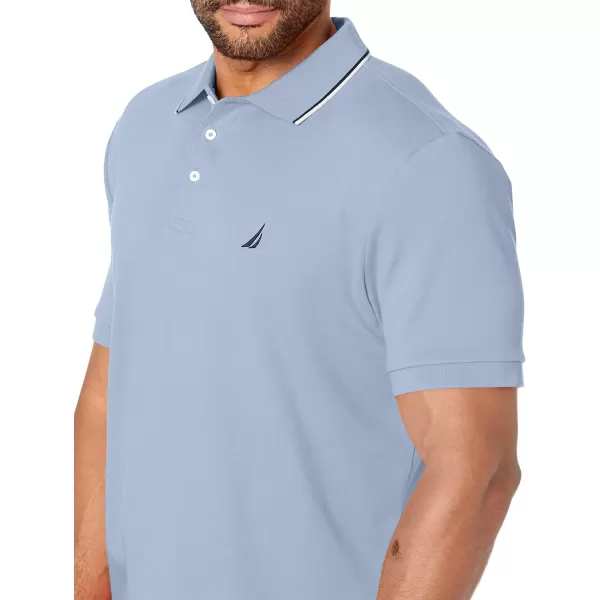 Nautica Mens Classic Fit Short Sleeve Dual Tipped Collar Polo ShirtLake City Blue