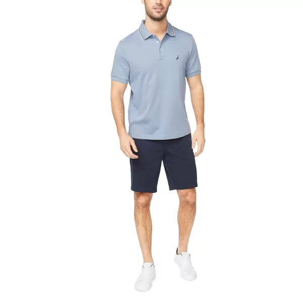 Nautica Mens Classic Fit Short Sleeve Dual Tipped Collar Polo ShirtLake City Blue