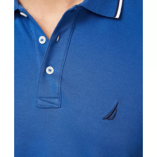 Nautica Mens Classic Fit Short Sleeve Dual Tipped Collar Polo ShirtMonaco Blue