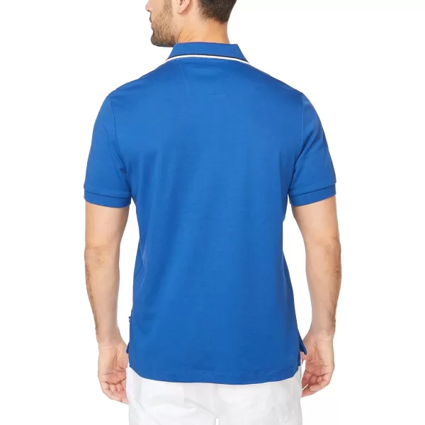 Nautica Mens Classic Fit Short Sleeve Dual Tipped Collar Polo ShirtMonaco Blue
