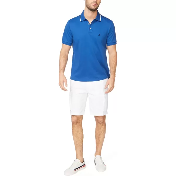 Nautica Mens Classic Fit Short Sleeve Dual Tipped Collar Polo ShirtMonaco Blue