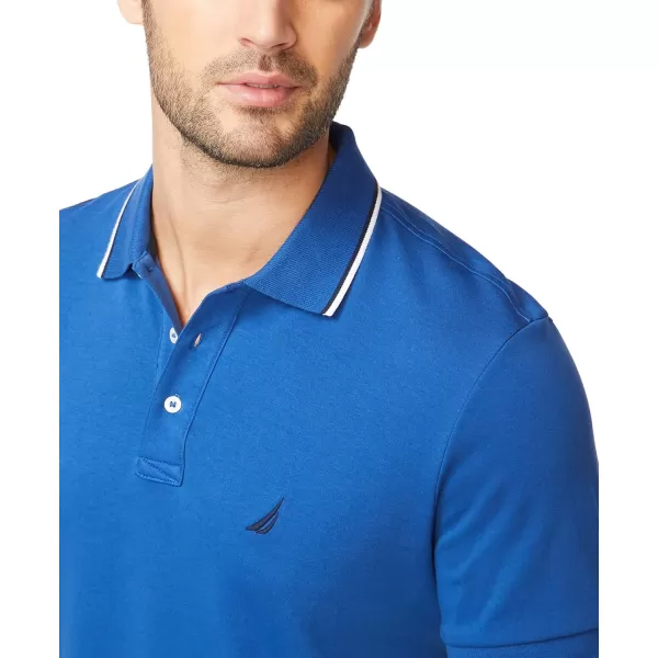Nautica Mens Classic Fit Short Sleeve Dual Tipped Collar Polo ShirtMonaco Blue