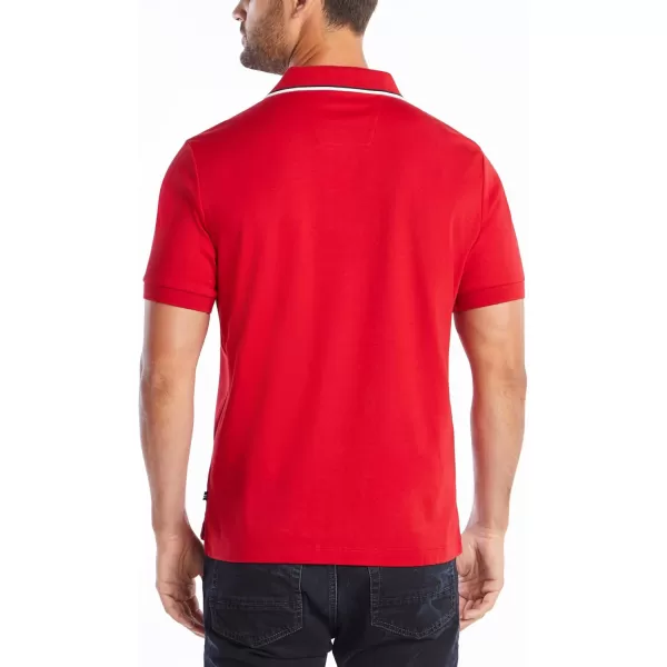 Nautica Mens Classic Fit Short Sleeve Dual Tipped Collar Polo ShirtNautica Red