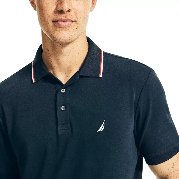 Nautica Mens Classic Fit Short Sleeve Dual Tipped Collar Polo ShirtNavy