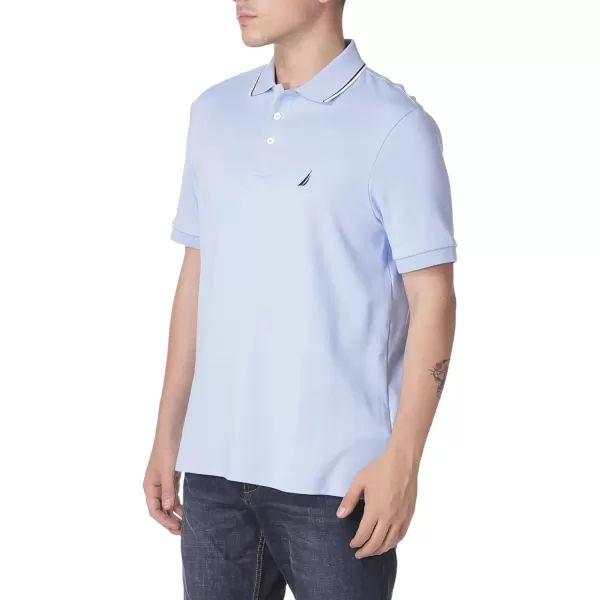 Nautica Mens Classic Fit Short Sleeve Dual Tipped Collar Polo ShirtNoon Blue