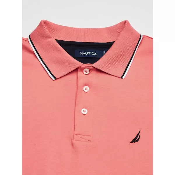 Nautica Mens Classic Fit Short Sleeve Dual Tipped Collar Polo ShirtPale Coral