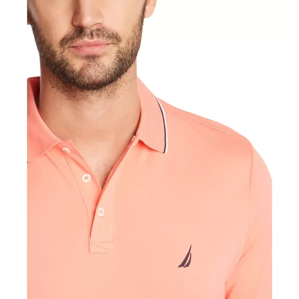Nautica Mens Classic Fit Short Sleeve Dual Tipped Collar Polo ShirtPale Coral