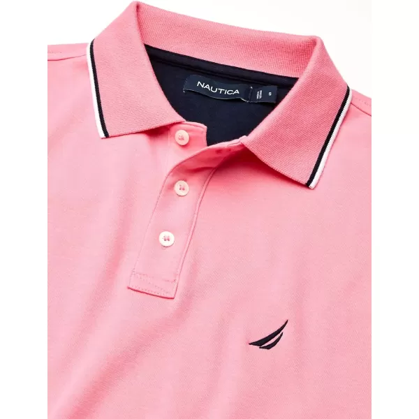 Nautica Mens Classic Fit Short Sleeve Dual Tipped Collar Polo ShirtPink