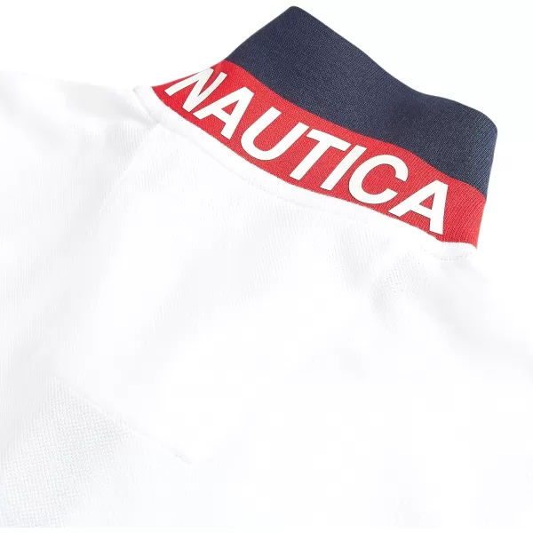 Nautica Mens Classic Fit Short Sleeve Performance Pique Polo ShirtBright White