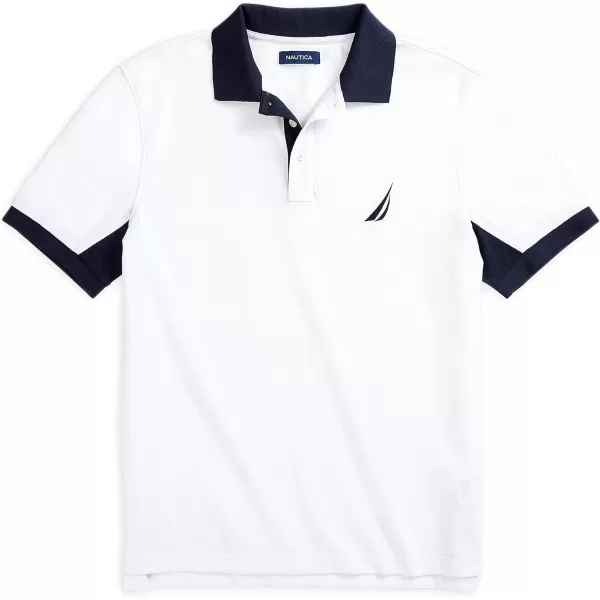 Nautica Mens Classic Fit Short Sleeve Performance Pique Polo ShirtBright White