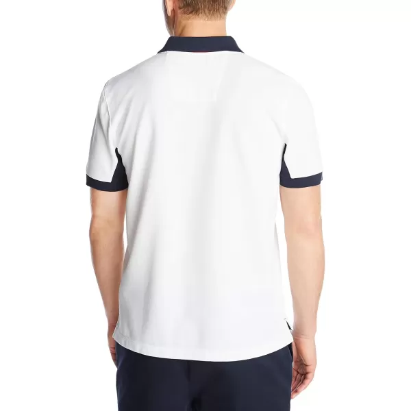 Nautica Mens Classic Fit Short Sleeve Performance Pique Polo ShirtBright White