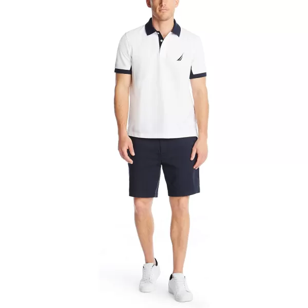 Nautica Mens Classic Fit Short Sleeve Performance Pique Polo ShirtBright White