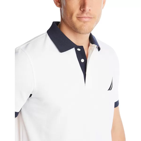 Nautica Mens Classic Fit Short Sleeve Performance Pique Polo ShirtBright White