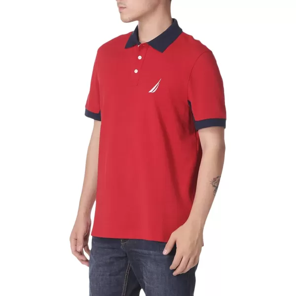 Nautica Mens Classic Fit Short Sleeve Performance Pique Polo ShirtNautica Red