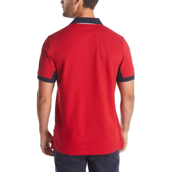 Nautica Mens Classic Fit Short Sleeve Performance Pique Polo ShirtNautica Red