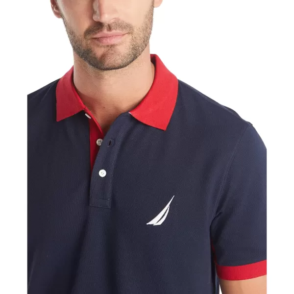 Nautica Mens Classic Fit Short Sleeve Performance Pique Polo ShirtNavy