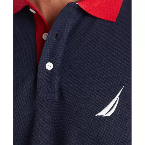 Nautica Mens Classic Fit Short Sleeve Performance Pique Polo ShirtNavy