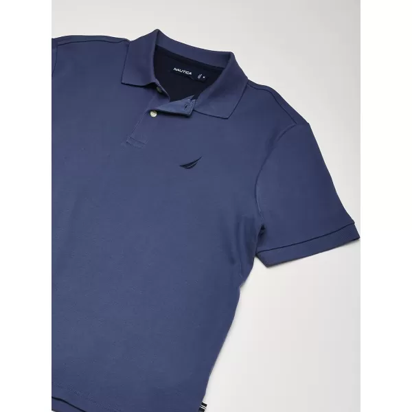 Nautica Mens Classic Fit Short Sleeve Solid Soft Cotton Polo ShirtBlue Indigo Solid