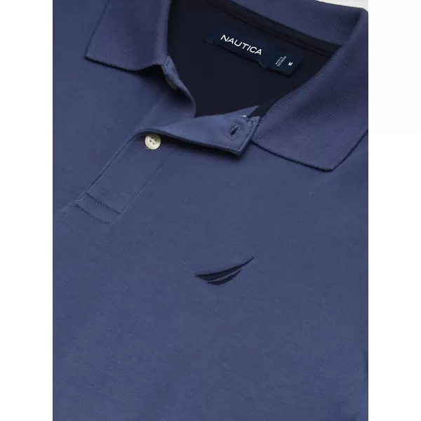 Nautica Mens Classic Fit Short Sleeve Solid Soft Cotton Polo ShirtBlue Indigo Solid