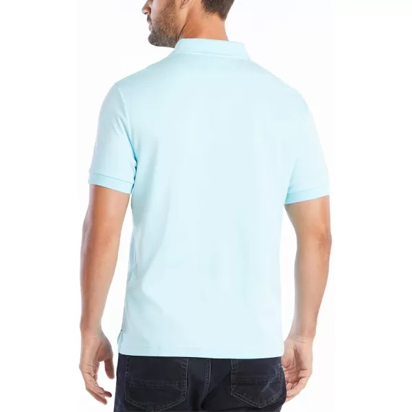 Nautica Mens Classic Fit Short Sleeve Solid Soft Cotton Polo ShirtBright Aqua Solid