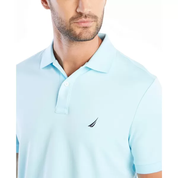 Nautica Mens Classic Fit Short Sleeve Solid Soft Cotton Polo ShirtBright Aqua Solid