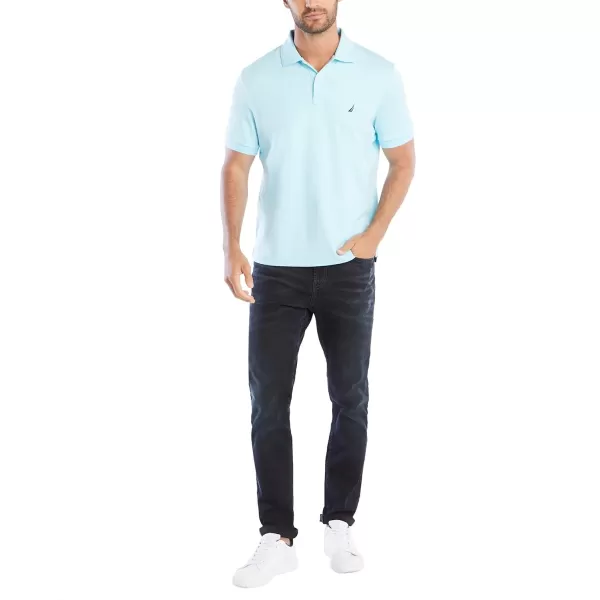 Nautica Mens Classic Fit Short Sleeve Solid Soft Cotton Polo ShirtBright Aqua Solid