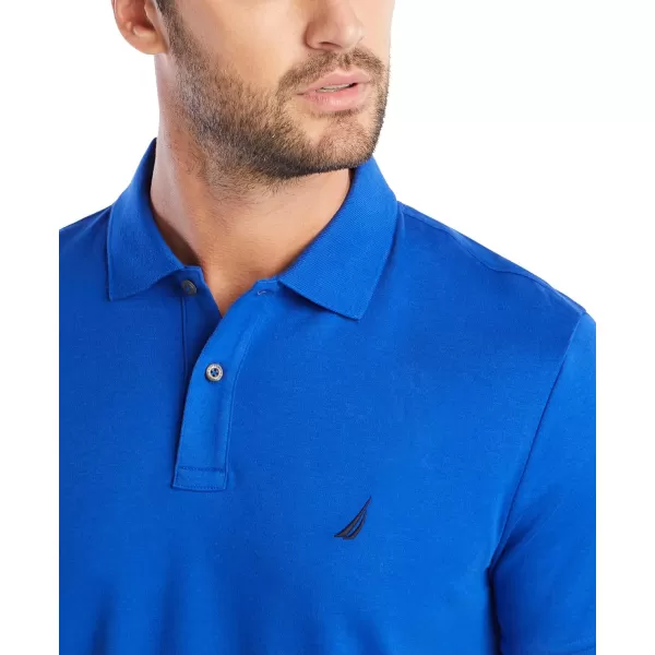 Nautica Mens Classic Fit Short Sleeve Solid Soft Cotton Polo ShirtBright Cobalt Solid