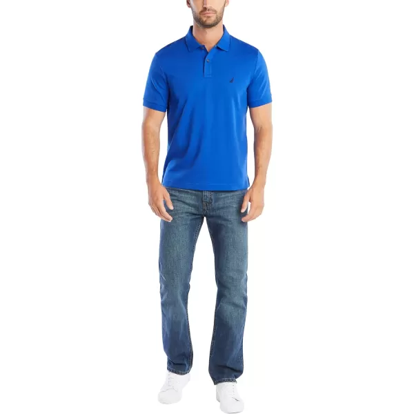 Nautica Mens Classic Fit Short Sleeve Solid Soft Cotton Polo ShirtBright Cobalt Solid