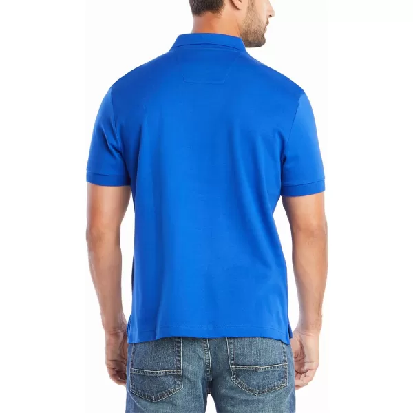 Nautica Mens Classic Fit Short Sleeve Solid Soft Cotton Polo ShirtBright Cobalt Solid