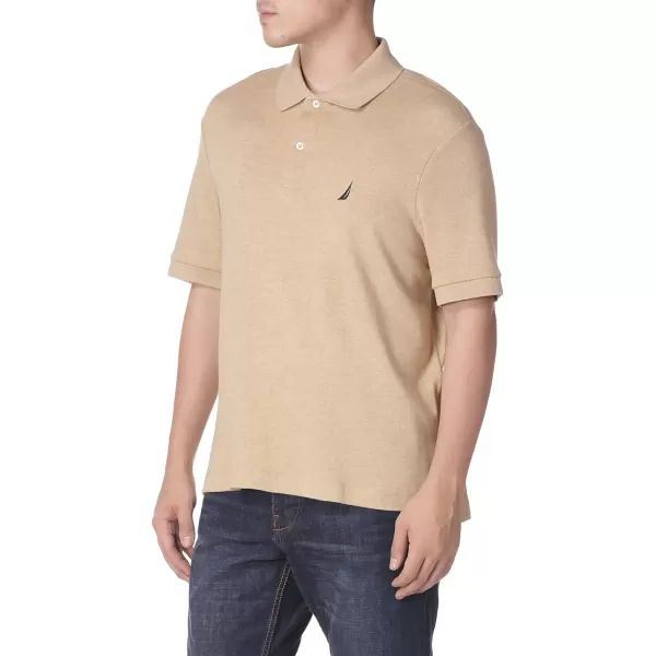 Nautica Mens Classic Fit Short Sleeve Solid Soft Cotton Polo ShirtCoastal Camel Heather