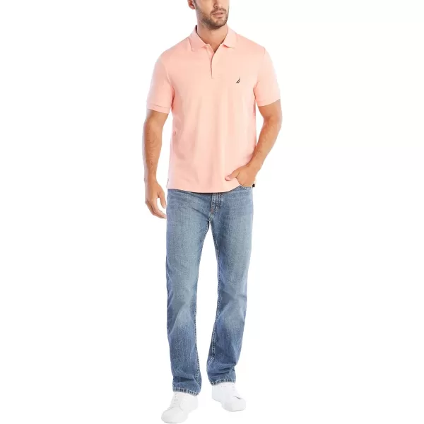 Nautica Mens Classic Fit Short Sleeve Solid Soft Cotton Polo ShirtCoral Sands Solid