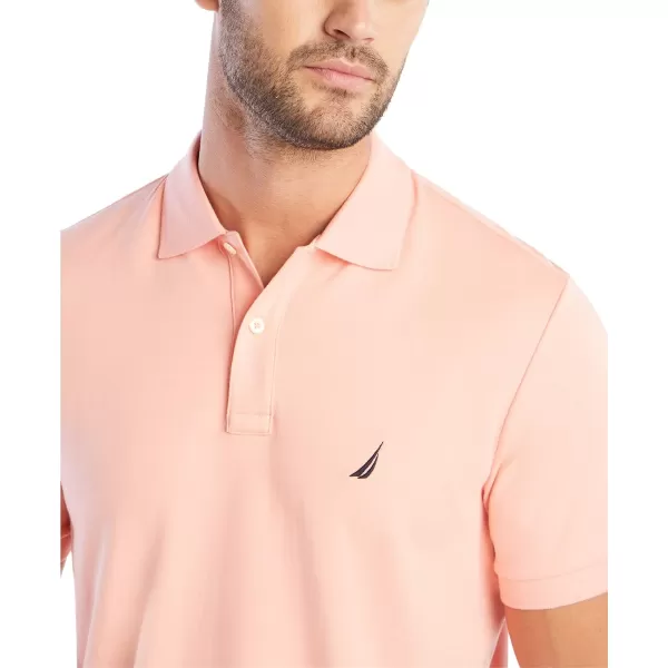 Nautica Mens Classic Fit Short Sleeve Solid Soft Cotton Polo ShirtCoral Sands Solid