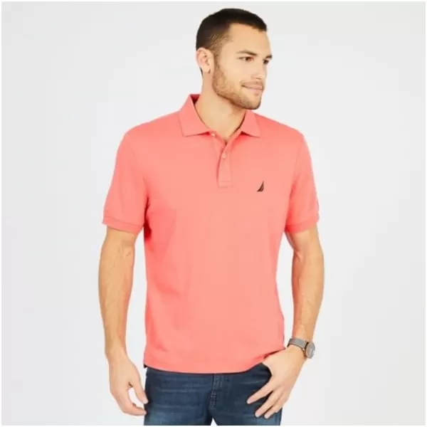 Nautica Mens Classic Fit Short Sleeve Solid Soft Cotton Polo ShirtDreamy Coral